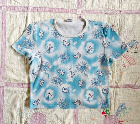 Late 1990s Sun n Moon Pattern Cotton Baby Tee - Size Large/XLarge