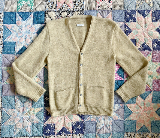 1960s Beige Wool and Mohair Knit Cardigan