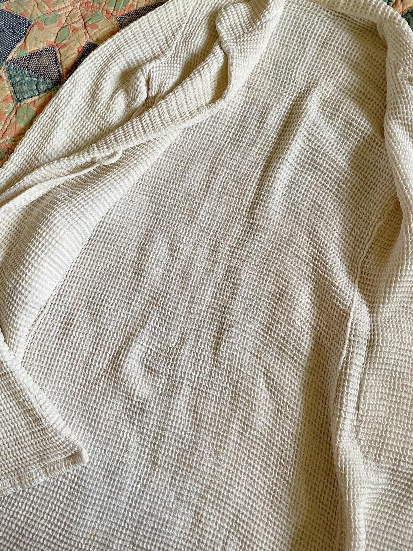 1920s White Waffle Knit Cardigan Jacket