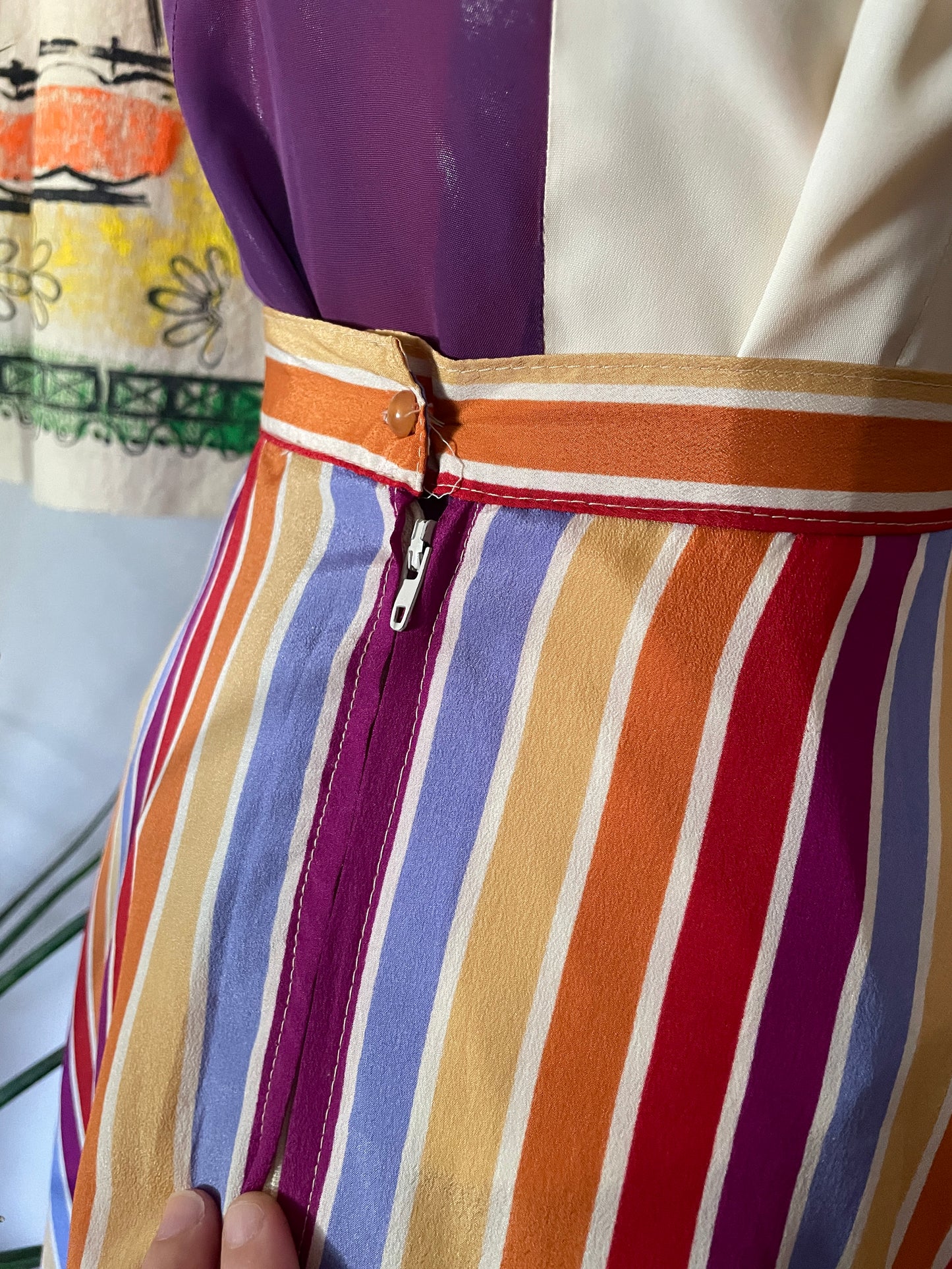 1970s Rainbow Stripe A-Line Skirt