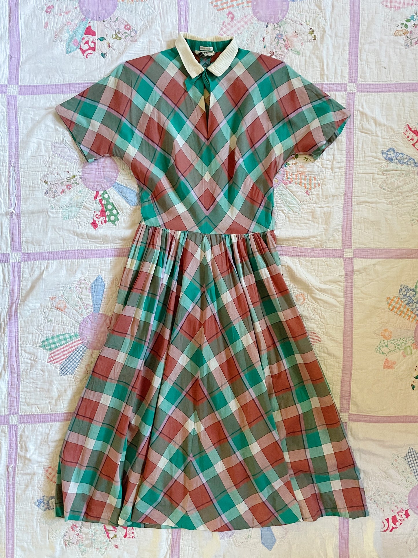 1950s Plaid Cotton Day Dress