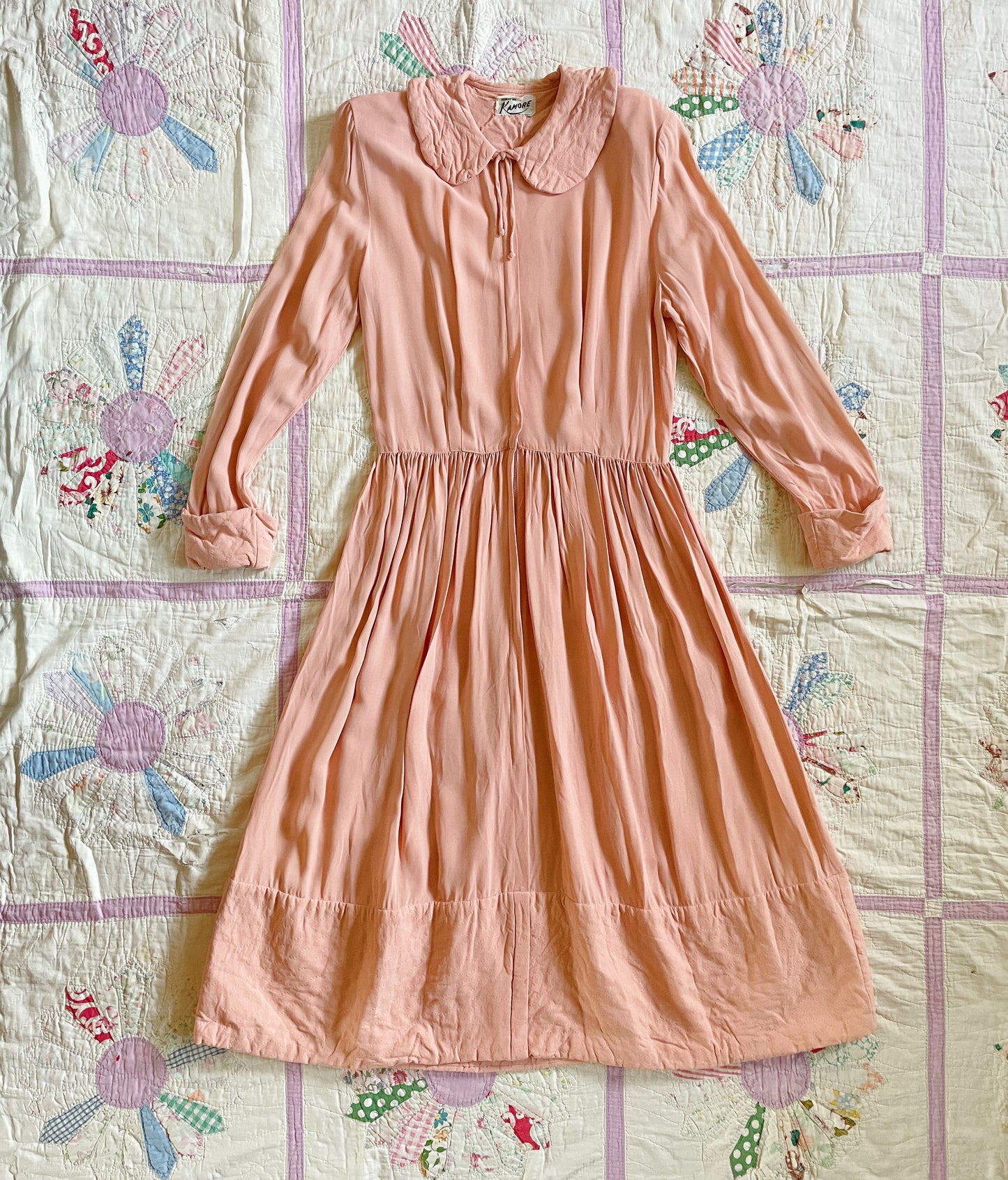 1940s Rayon Quilted Zip Front Dress